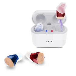 Rechargeable Hearing Aid Audifonos V30 ITC Invisible Earbuds Adjustable Tone Sound Amplifier In-Ear Hearing Device