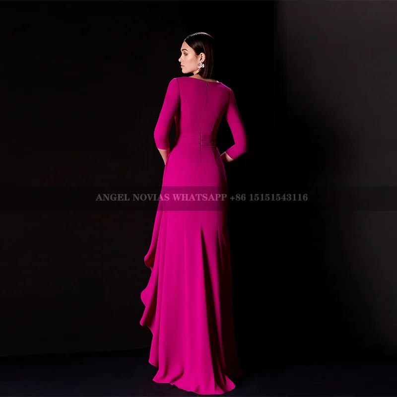 Lange Meerjungfrau Fuchsia Mutter der Braut Kleider mit Schärpe Hochzeits feier Kleid Vestido Madre del Novio Largo y Elegante