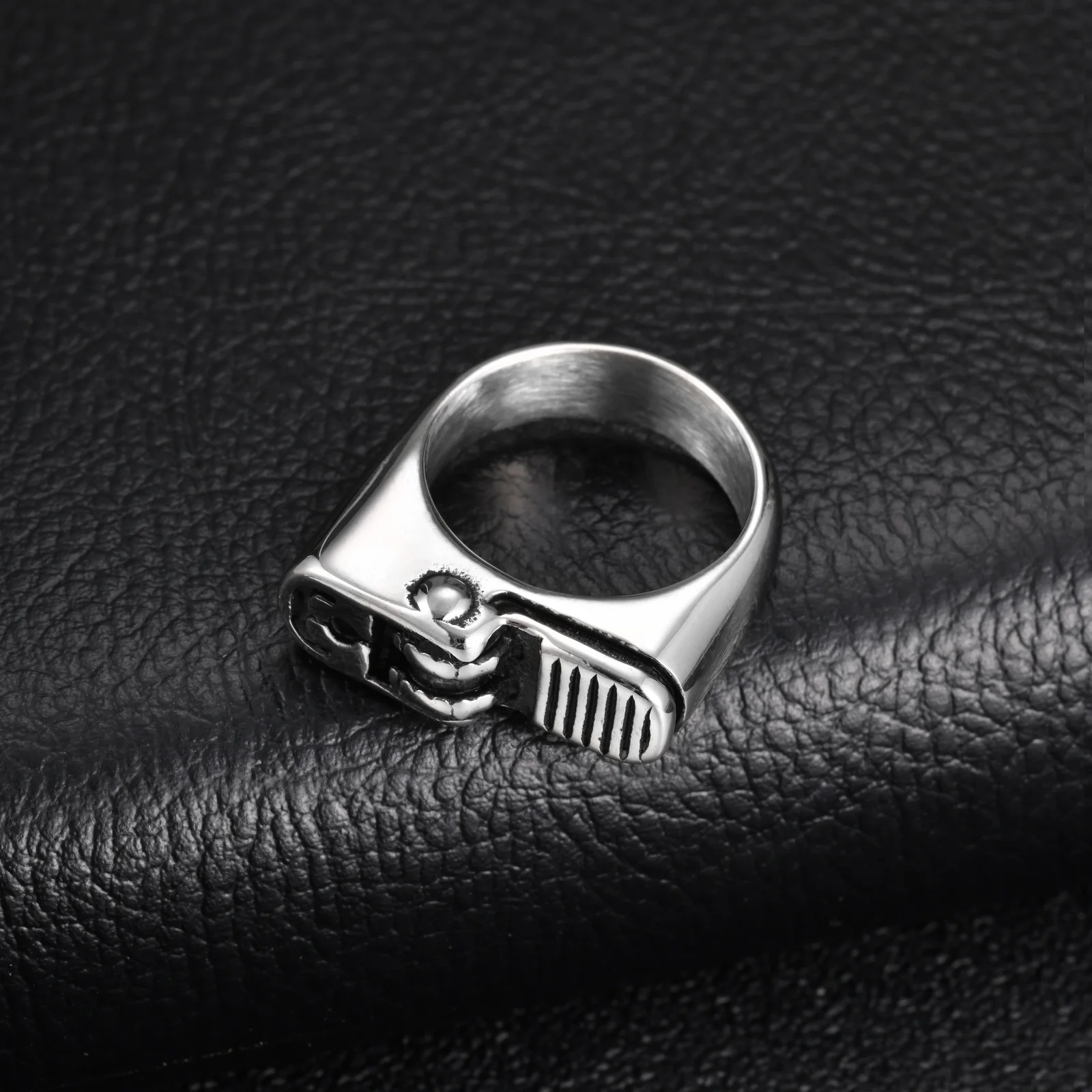 Vnox Men's Lighter Shaped Stainless Steel Ring, Punk Silver Color Band Ring, US Size 8-11, Unique Creative Party Jewelry Gift