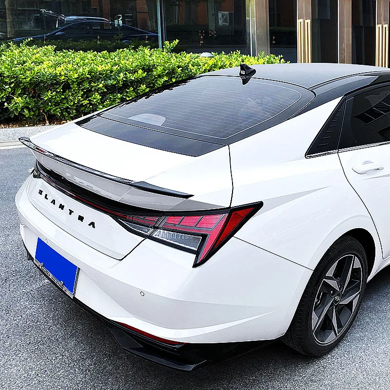 For Hyundai Elantra CN7 2021-2023 Car Rear Trunk Lid Lip Body Kit Spoiler Wings ABS Black Carbon Tuning Exterior Accessories