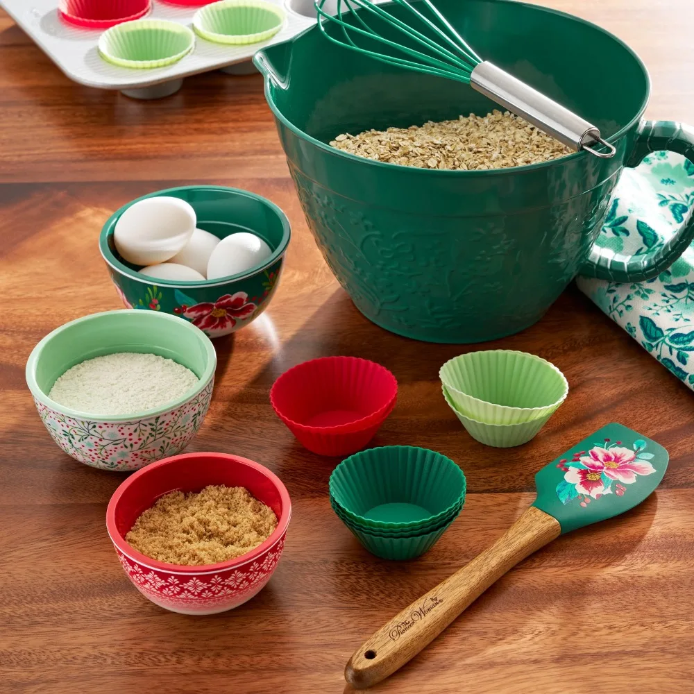 طقم أوعية متداخلة من الميلامين مكون من 18 قطعة، متعدد الألوان