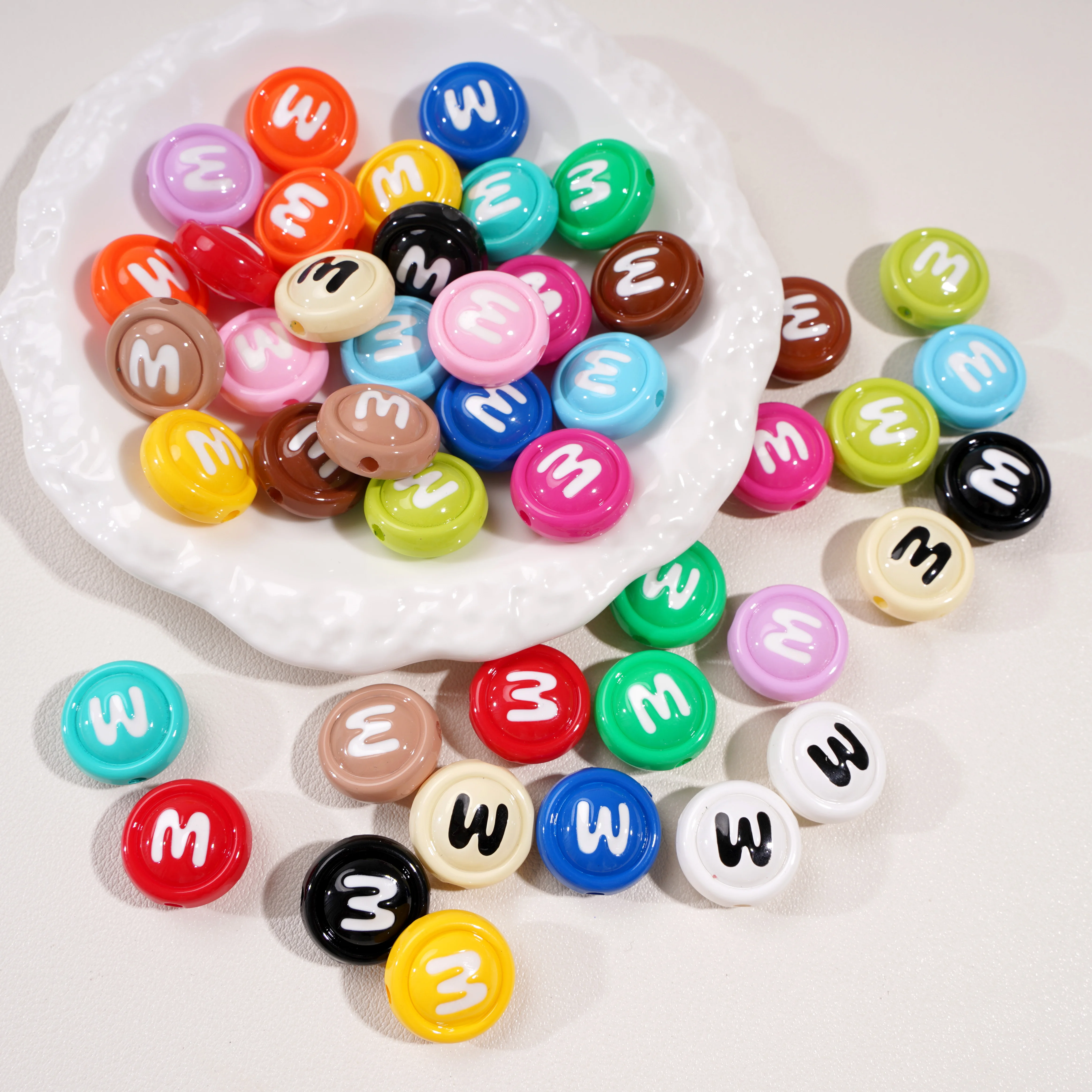 2-10 Pcs 18mm Acrylic M-shaped Candy-style Beads Loose Spacer Beads for DIY Jewelry Bracelet Phone Chain Pendant Craft Supplies