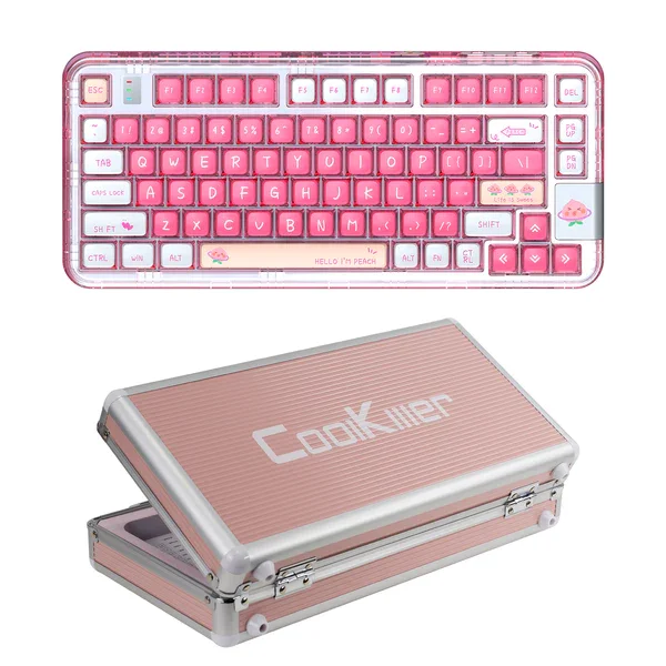 Imagem -06 - Coolkiller Ck75 Hot-swap Bluetooth 2.4g sem Fio Rgb Pêssego Rosa Transparente Rosa Junta Gaming Teclado Mecânico Rgb Backlight