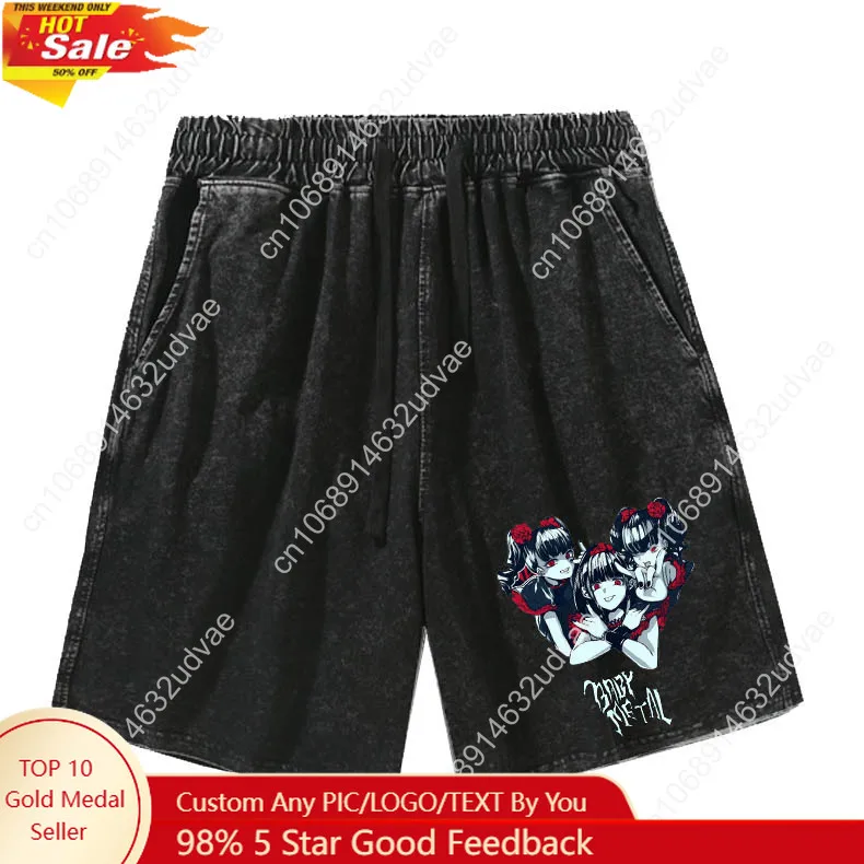 

Babymetal Japan Band Man Woman Teenager Retro Short Pants Vintage Cotton Elastic Hip-hop Rock Pattern Text Logo Customized Pant