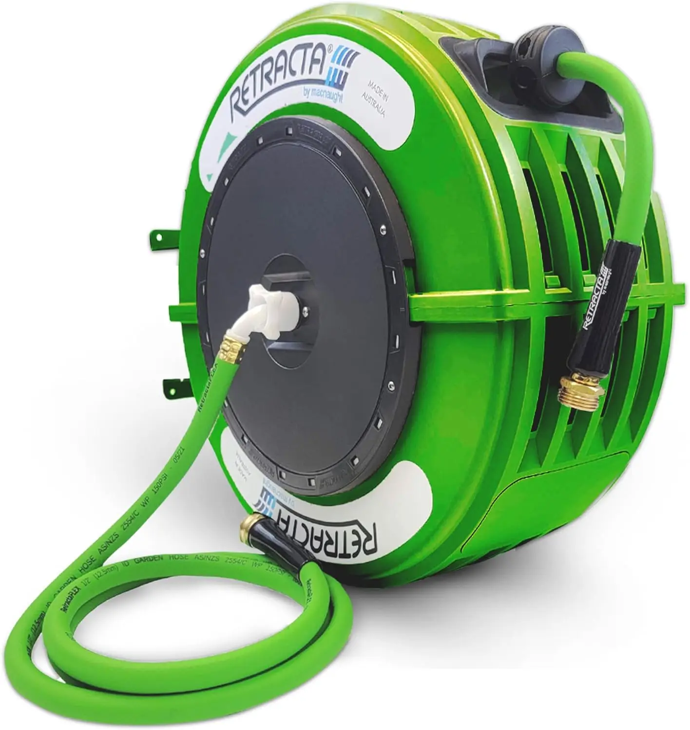 

Retractable Garden Hose Reel, 60 Ft Water Hose Reel Heavy Duty Retractable Hose with Metal 180° Swivel Rotation Bracket for Wall