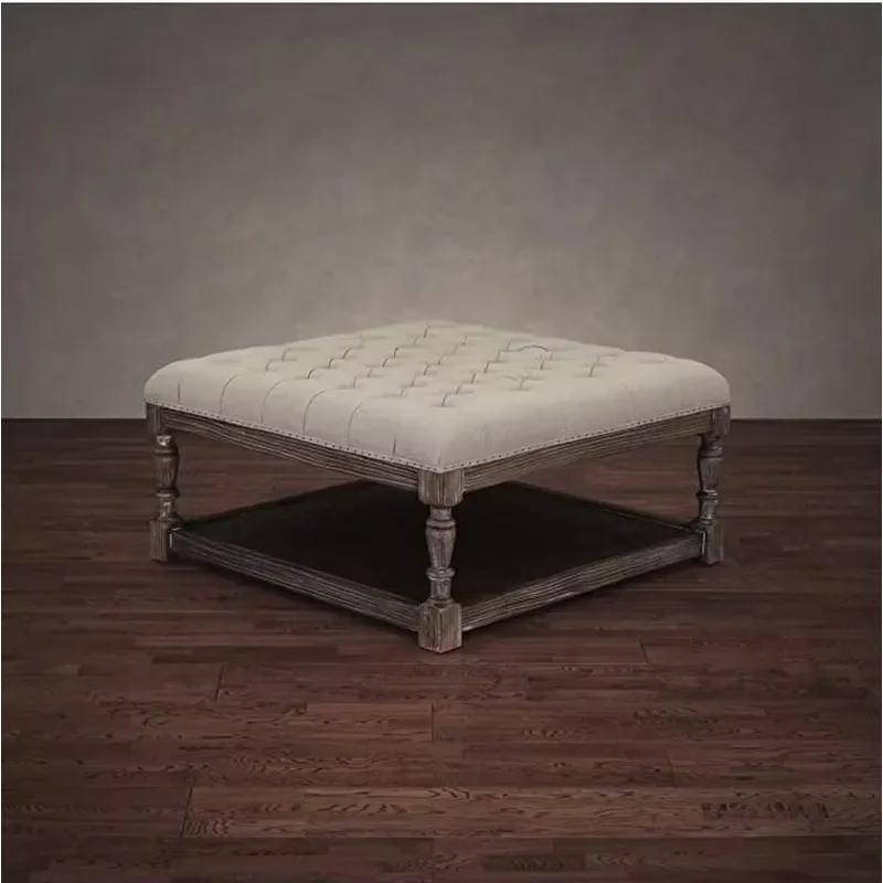 Luxury custom high-end storage fabric ottoman antique living room furniture dining stool