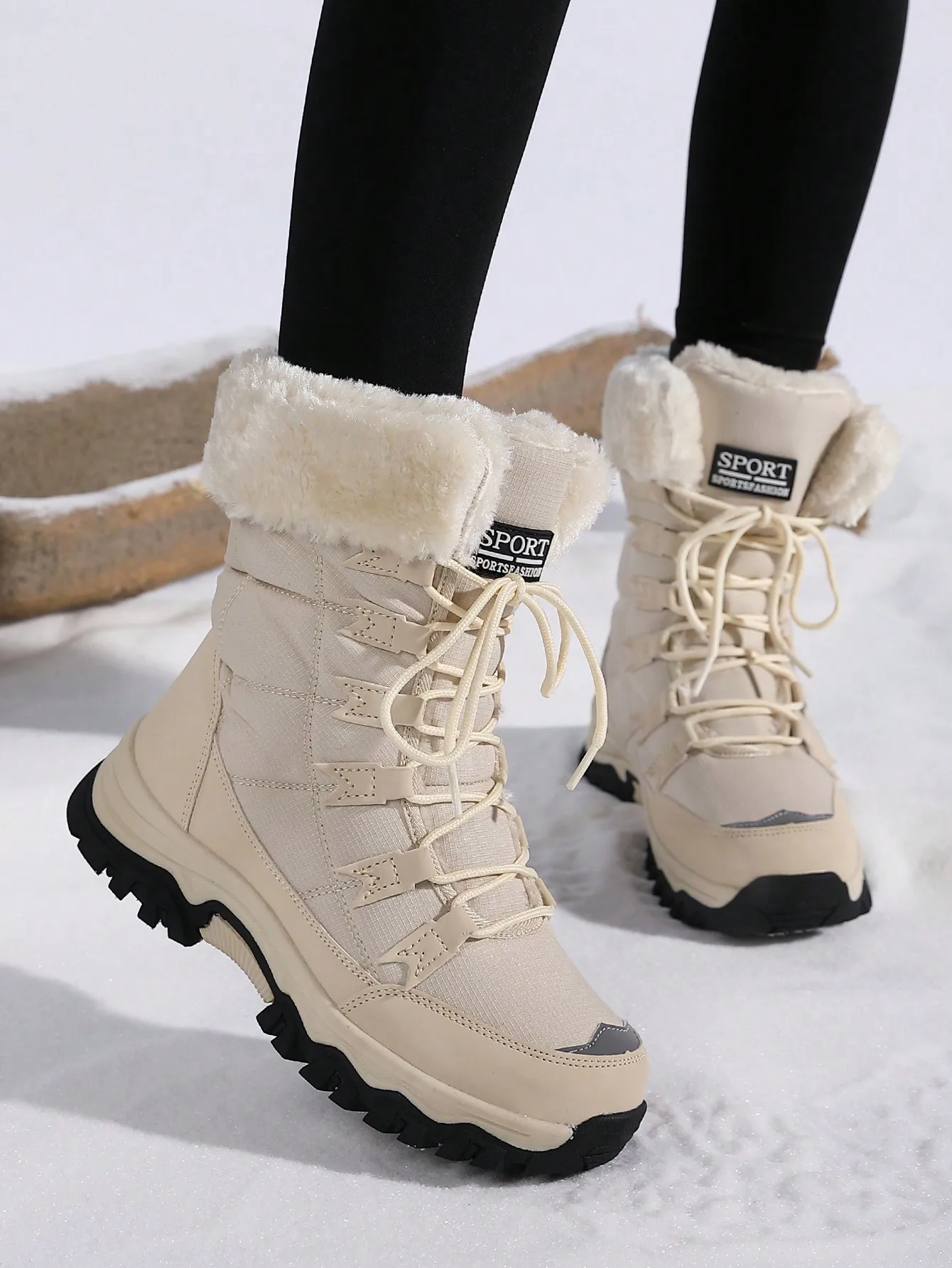 New Winter Women's Plush Thick Snow Boots, Durable And Comfortable, Warm In Sub-Zero Temperatures, High-Top Ski Boots, Men's Outdoor Sports Hiking Boots