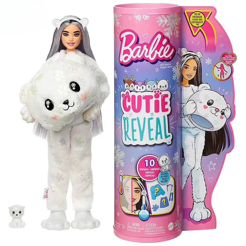 Muñecas Barbie originales Cutie Reveal mascotas oso Polar Llama unicornio fantasía cambio de Color juguetes para niñas para niños accesorios sorpresa