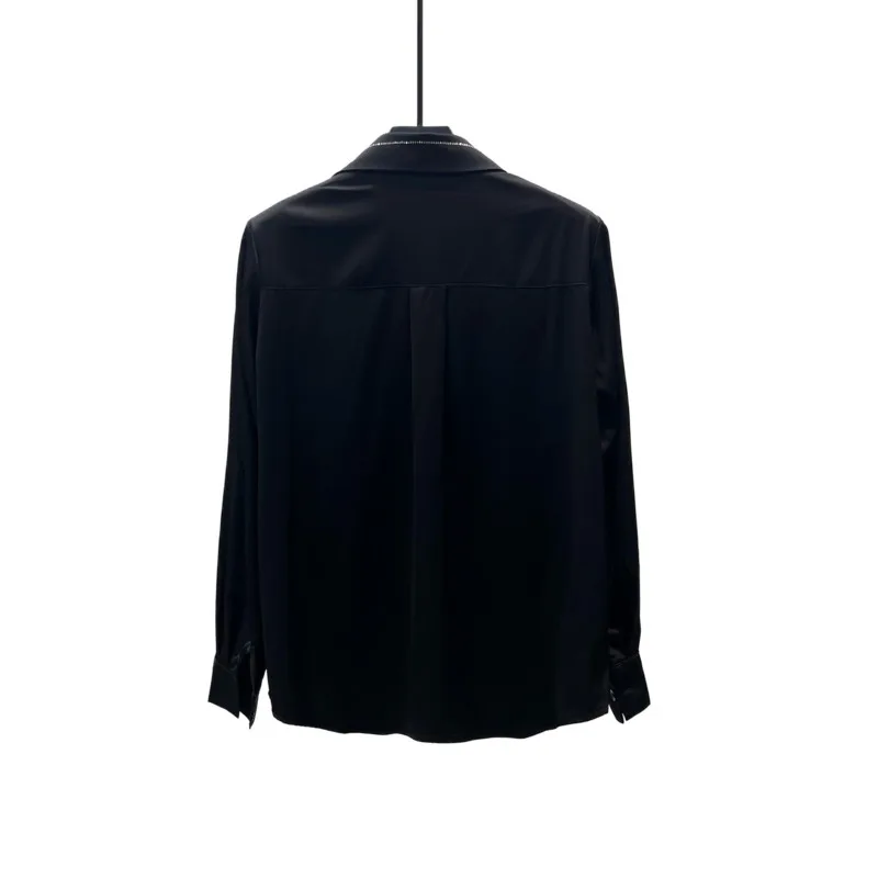 WVGA Spring Autumn New Men's Diamond-embellished Long Sleeved Shirt Pointed Collar Casual Loose Fit Wrinkle-free Tops Ins W24725
