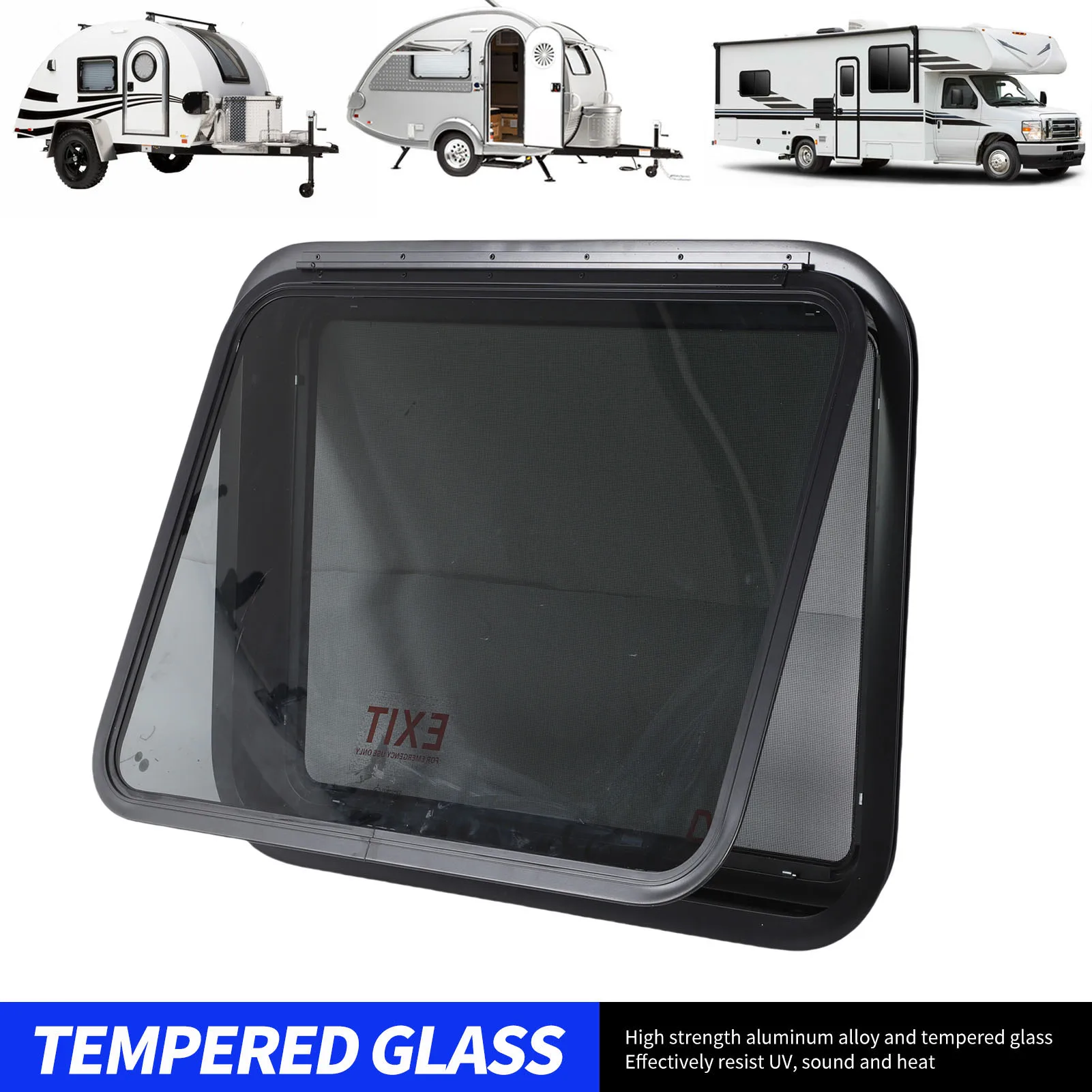نافذة خروج RV حماية من الشمس للخصوصية 30.48 × 22.36 بوصة نافذة مقطورة مع شاشة شبكية وحلقة تقليم #5