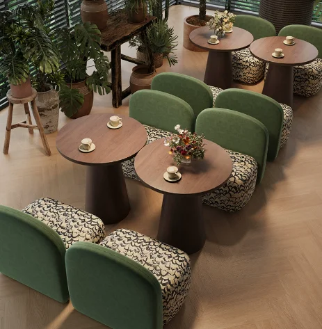 Medieval-style commercial hotel tea house solid wood conference chair retro café homestay rattan sofa dining table and chair set