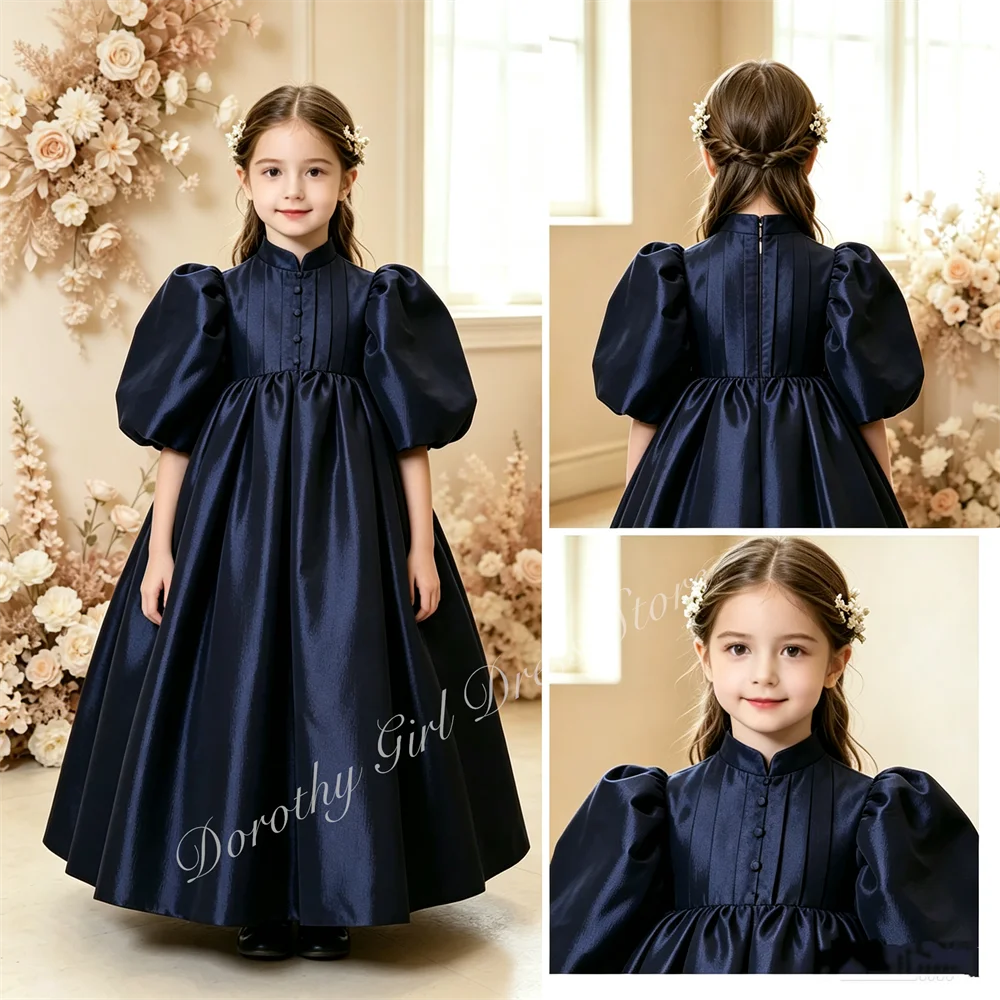 Custom-made Delicate Satin Fluffy Flower Girl Dress for Weddings Little Girls' Birthday Communion Parties and Photoshoots Gown