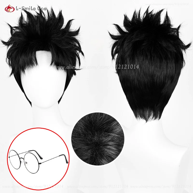 Anime Ken Takakura Cosplay 28 cm Korte Zwarte Pluizige Pruik Hittebestendige Synthetisch Haar Halloween Mannen Rollenspel Pruiken