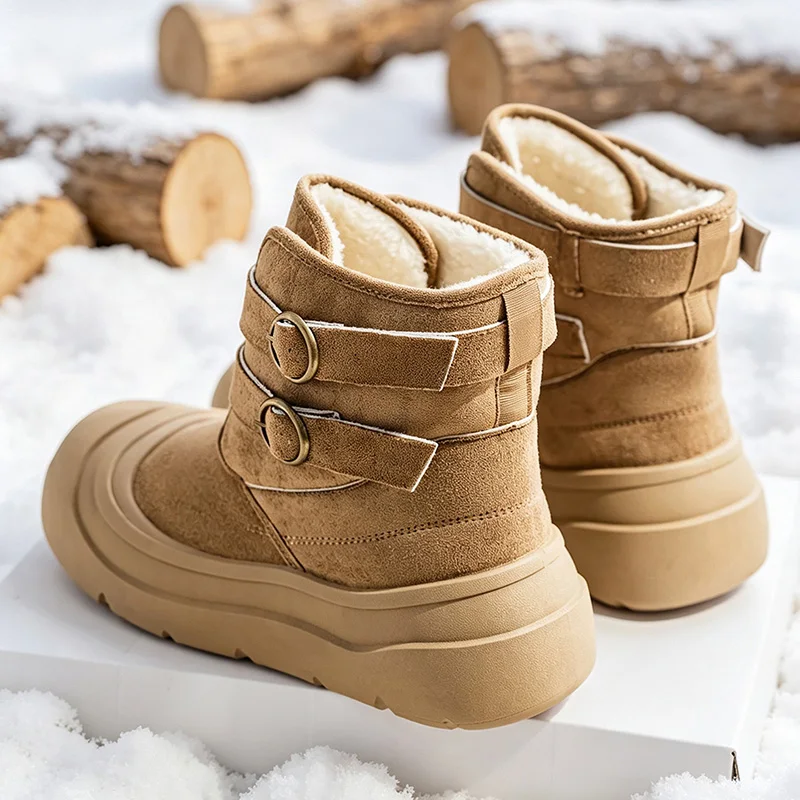 Men women's high-top padded casual cotton boots winter warm plush soft-sole anti-slip light comfort outdoor snow walking boots