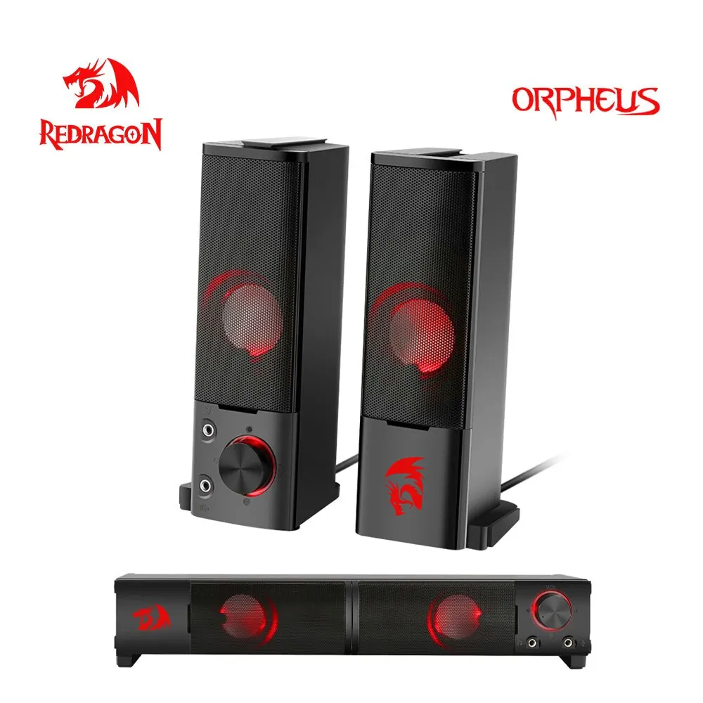 Redragon orpheus gs550 aux 3.5mmステレオサラウンド音楽スマートスピーカーコラムサウンドバーコンピュータPC家庭用ノートTVスピーカー