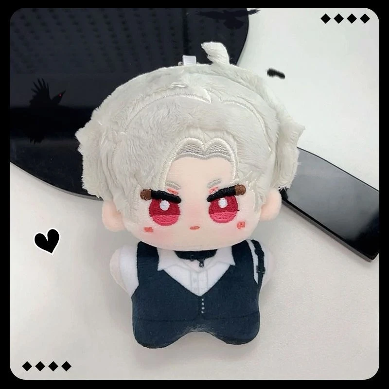10cm Mini Plush Doll Keychain Silver‑Grey Hair Devil Stuffed Pendant Bag Charm Cute Fan Collection Toy Birthday Gift For Girls