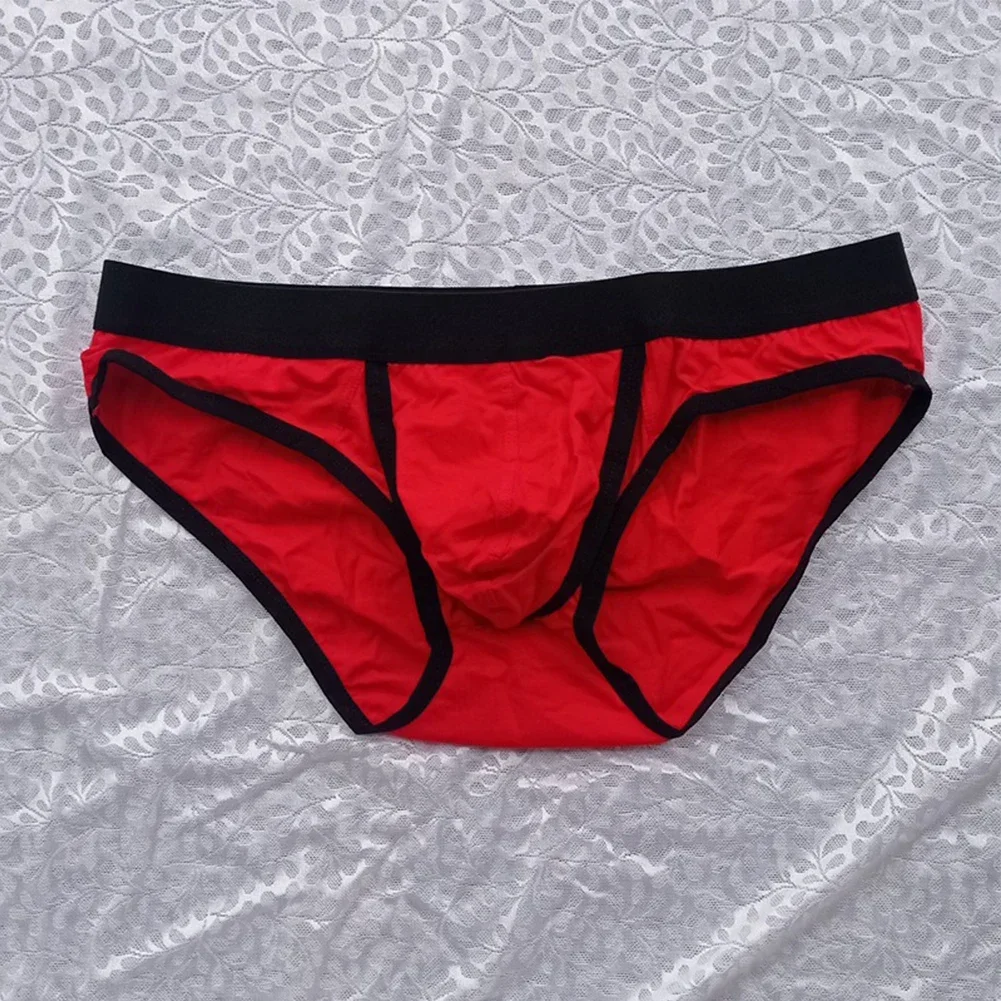 Sexy masculino cintura baixa bolsa briefs confortável roupa interior cuecas de separação bala calcinha elástica sleepwear homem troncos de natação