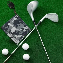 Double-Sided Golf Ball Cleaning Towel with Carabiner Hook Camouflage Square Golf Ball Club Head Wiping Cloth Cleaner Accessories