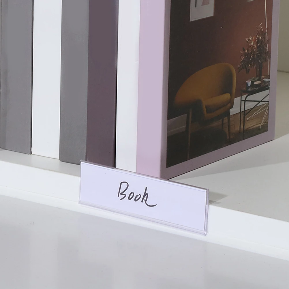 

Self Adhesive Label Holders Clear Pockets for Shelves 30 Sets PVC Reusable Inserts Office Supermarket Bookstore Shelf