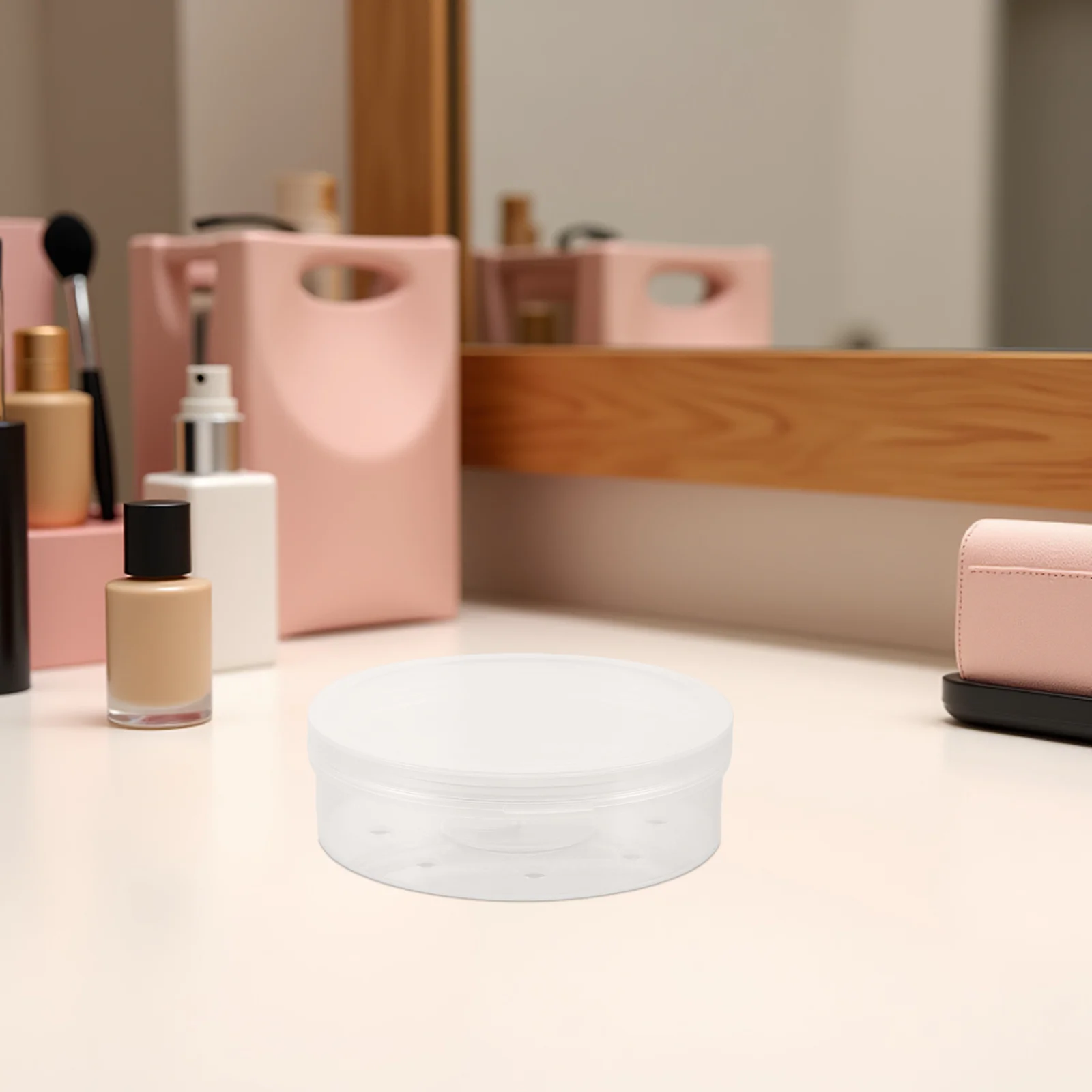 

2Pcs Transparent Makeup Puff Storage Box Portable Travel Sponge Holder Round Powder Puff Organizer Case