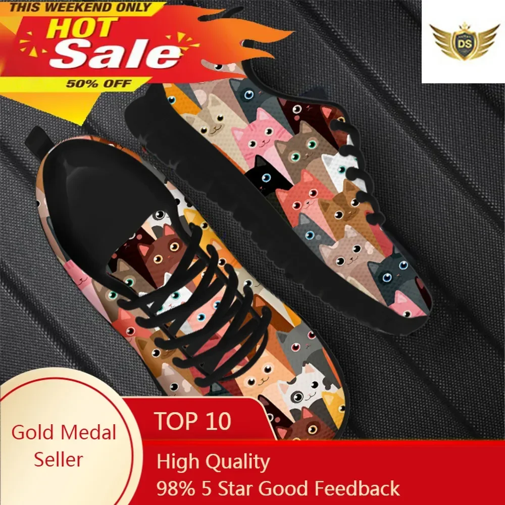 

Cute Cartoon Funny Cat Pattern Women Flat Shoes Comfortable Soft Ladies Sneaker Femme Footwear Walk Shoes Zapatos