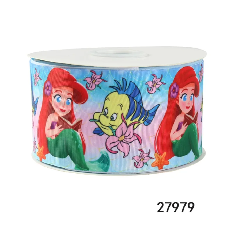 5Yards 75mm Ariel Ribbon Printed Disney Grosgrain Ribbons Little Mermaid Princess for Bows Sewing Accessories DIY Bows