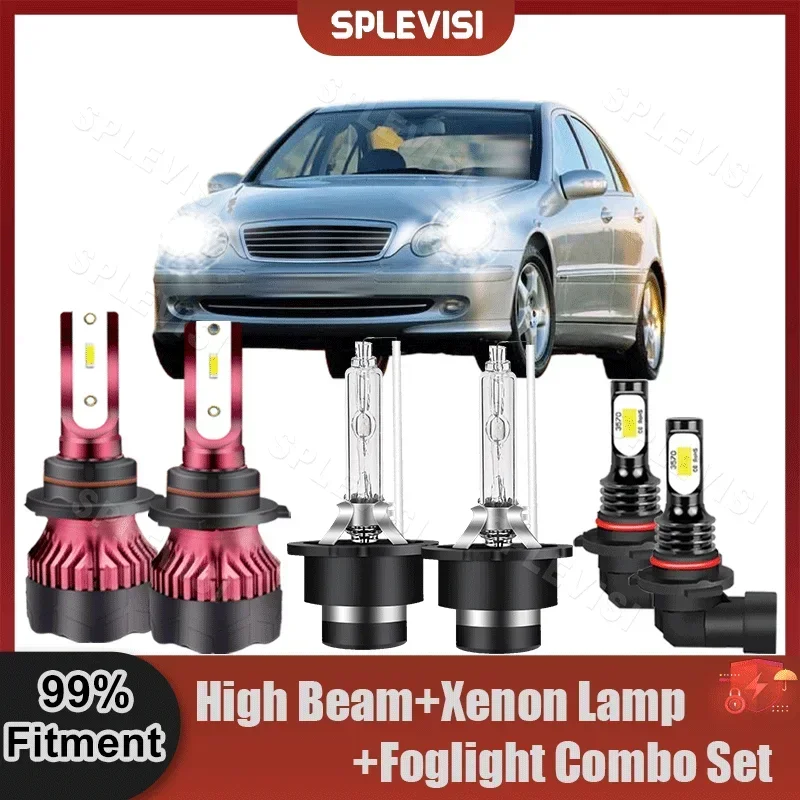 

6PCS High Beam+Low Beam Xenon Lamp+Foglight 9005+D2S+H11 Car Light Bulbs For Mercedes-Benz C230 2002 2003 2004 2005 2006 2007