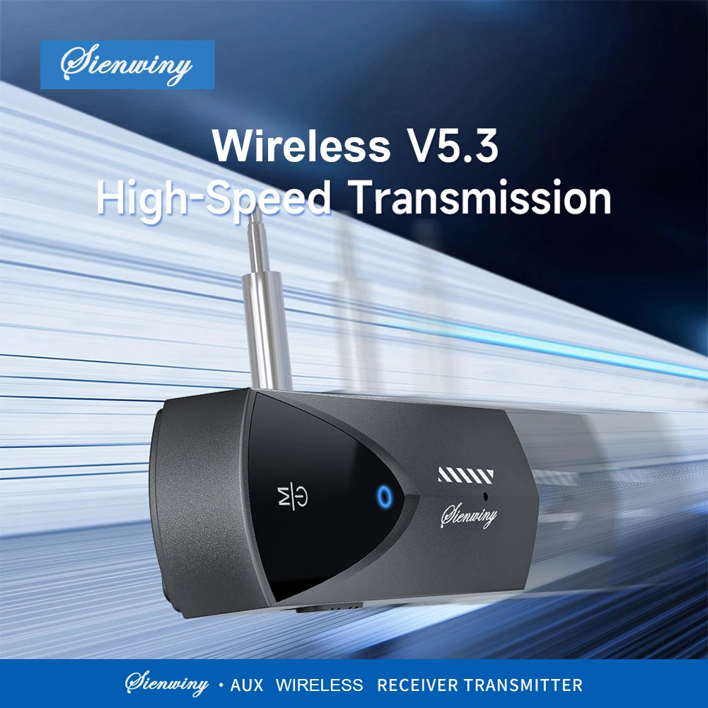 BT 5.3 2-In-1 Wireless Adapter with Mic Mini Car Audio Connector Low Latency Wireless Transmitter for TV/Home Sound System