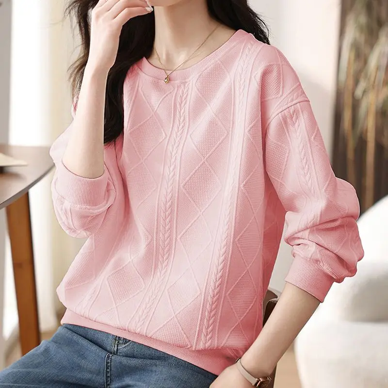 Womens Autumn Winter Maillard Crewneck Oversized Knit Sweatshirt Thick  Inspired Long Sleeve Inner Top