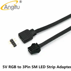 شريط إضاءة Angitu-RGB ARGB ، 12 فولت ، 5 فولت ، RGB ، مبرد عميق ، مراحل ، Lian-Li ، شريط إضاءة LED ، SM ، 3Pin ، 4Pin ، كابل محول تحكم ، 50 سم أفضل 10 كابلات مبيعات Lian Lian - No8