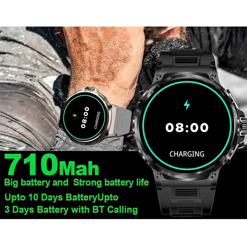 2024 New GPS Outdoor Sports Fitness Smartwatch Men Bluetooth Call 710 MAH IP68 Waterproof Smart Watch For Xiaomi Android IOS