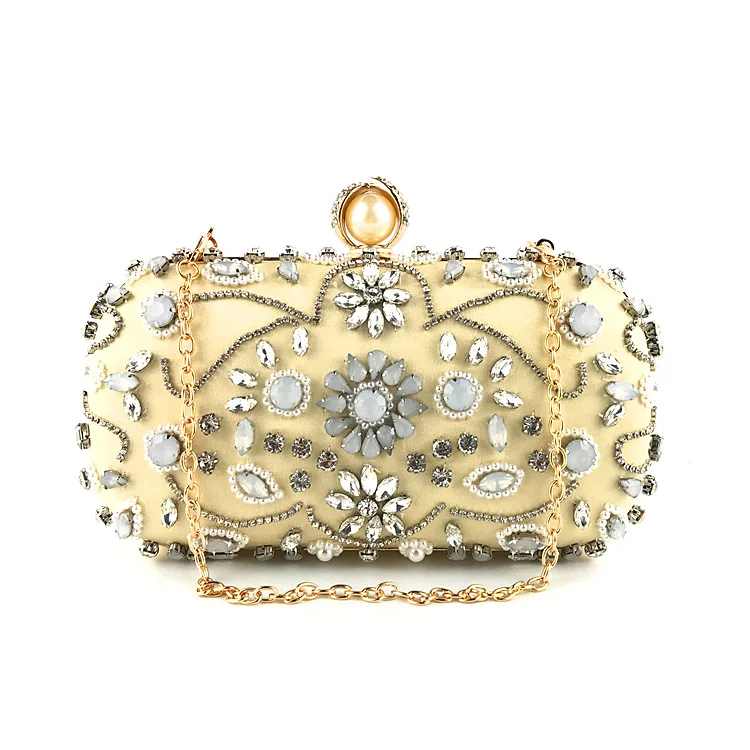 

Новинка 2025 года, ручная сумка для ужина, вышивка бисером ручной работы, инкрустированная бриллиантами, модная женская сумка для рукоделия с жемчугом