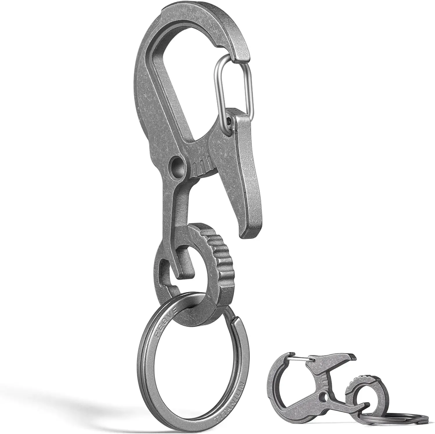 Titanium Carabiner Keychain Clip,EDC Key Carabiner, Mens Quick Release Key Ring Holder with Bottle Opener, Key Chain Hook