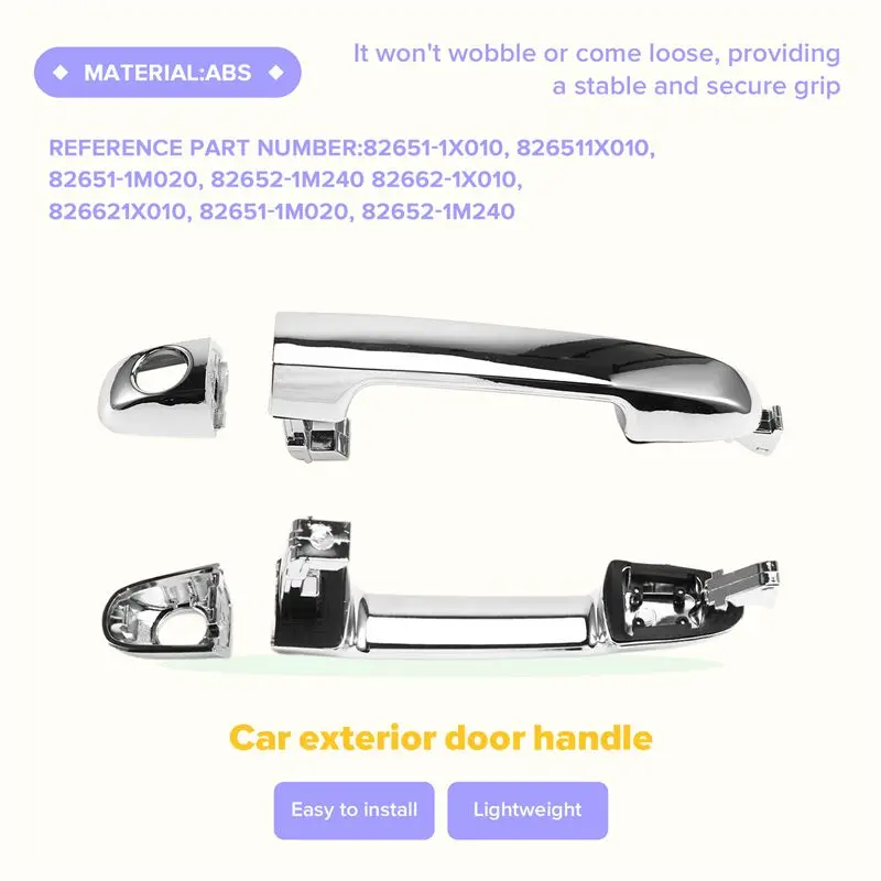 ABIB -4 Pcs Exterior Door Handle Chrome For Kia Forte Koup CERATO 2010-2013 82651-1X010 82662-1X010 82651-1M020 82652-1M240