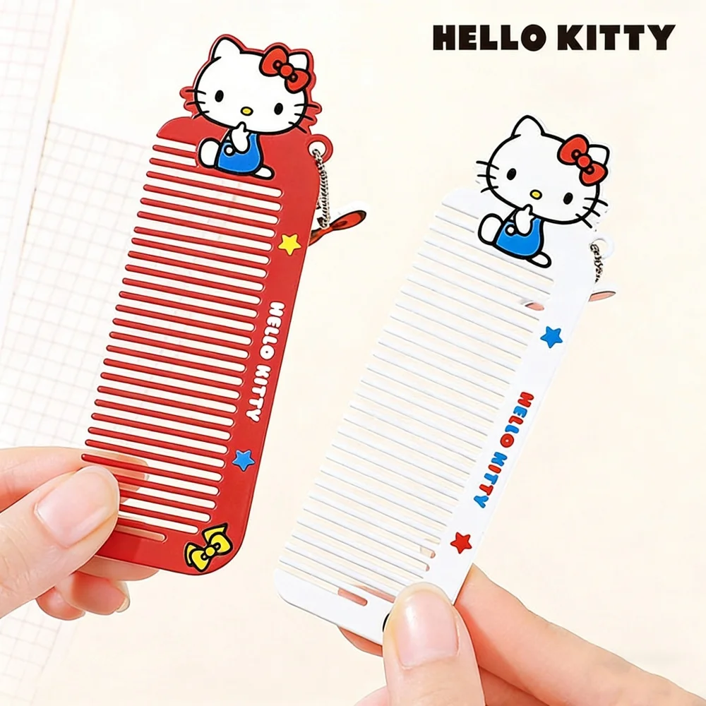

Оригинальная металлическая расческа Sanrio Hello Kitty для ежедневного домашнего использования, антистатическая расческа, мини-портативный инструмент для личной гигиены, подарки для девочек