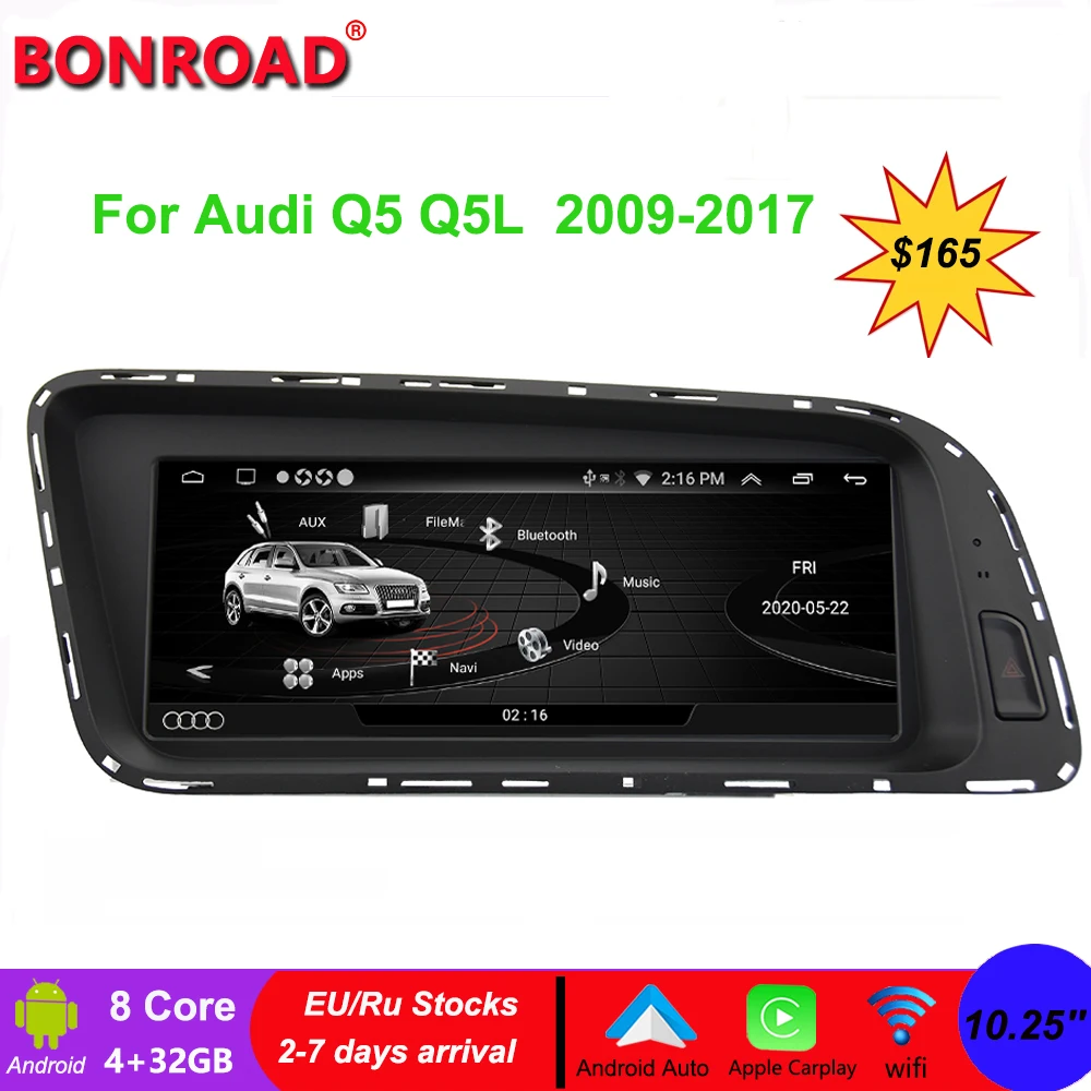 

Bonroad 8.8" Android 12 Car Video Multimedia Screen Car Radio For Audi Q5 Q5L 2009-2017 4G Wifi DSP GPS Navigation Carplay DSP