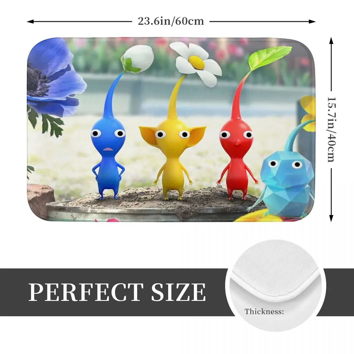 Pikmin Non-slip Doormat Floor Mat Durable Carpet Rug for Kitchen Entrance Home Bedroom Footpad Mats