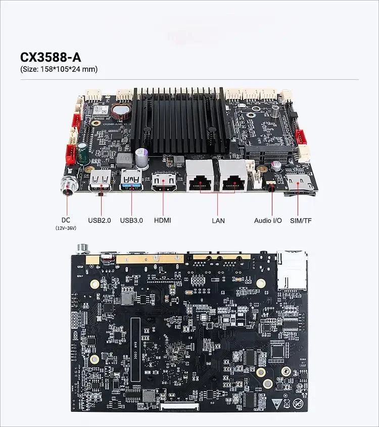 

Original Factory Rockchip RK3588 Development Motherboard Octa Core AI 6.0tops 8K HDMI LVDS 4g 8g+64g RK3588 Ubuntu/Android Board