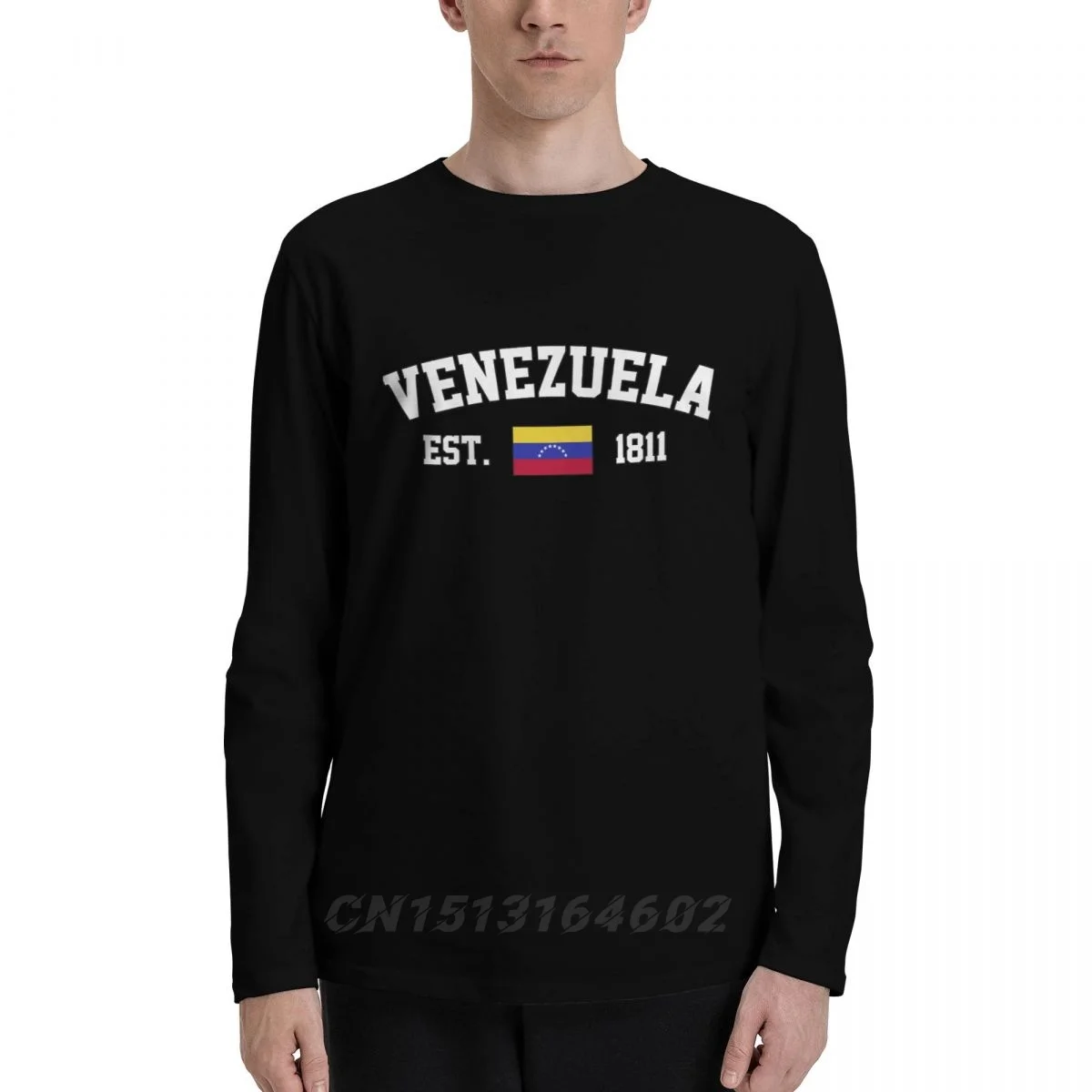 

100% Cotton Venezuela Flag With EST. Year Long Sleeve Autumn T shirts Men Women Unisex Clothing LS T-Shirt Tops Tees