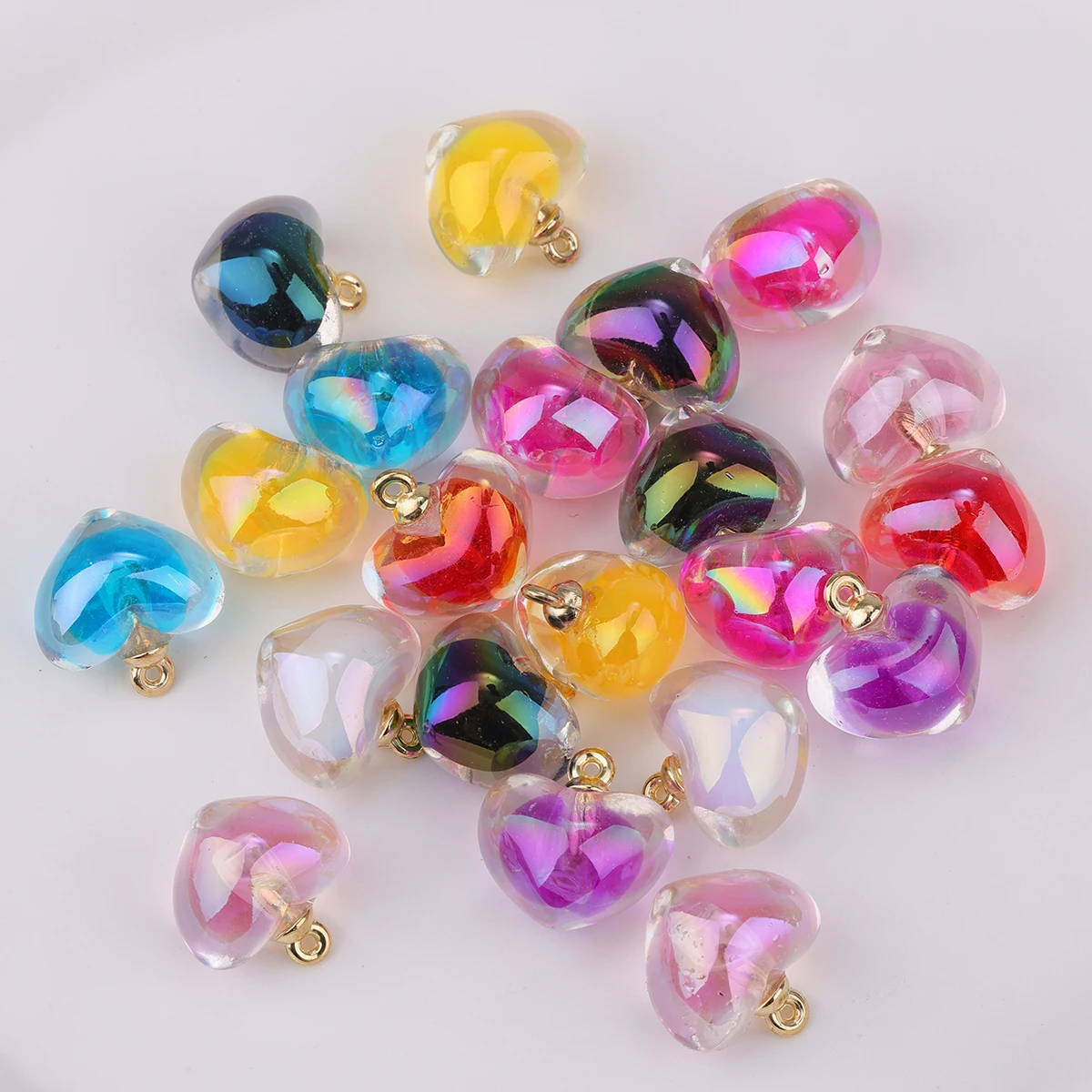 10pcs 18*19mm plated color AB acrylic Love pendant Bead heart type pendant accessories diy necklace earrings car pendant