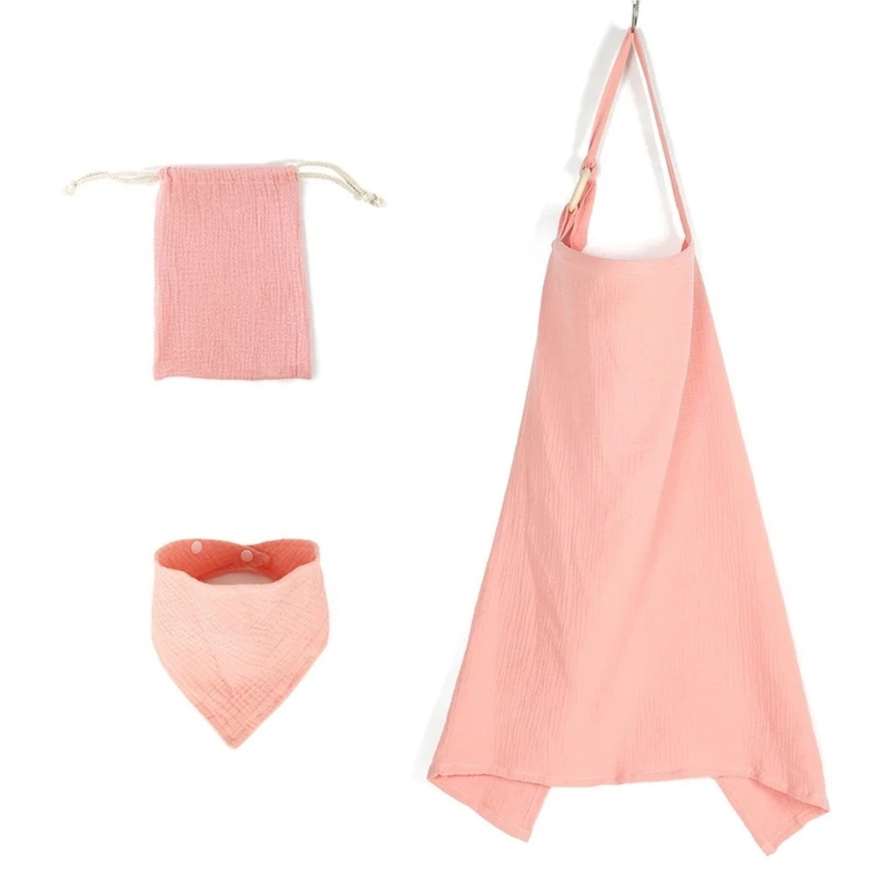 Essential Nursing Shawl with Baby Bibs set Lightweight Nursing Cover with Bibs & Bag Protects & Ensures Peaceful Feeding