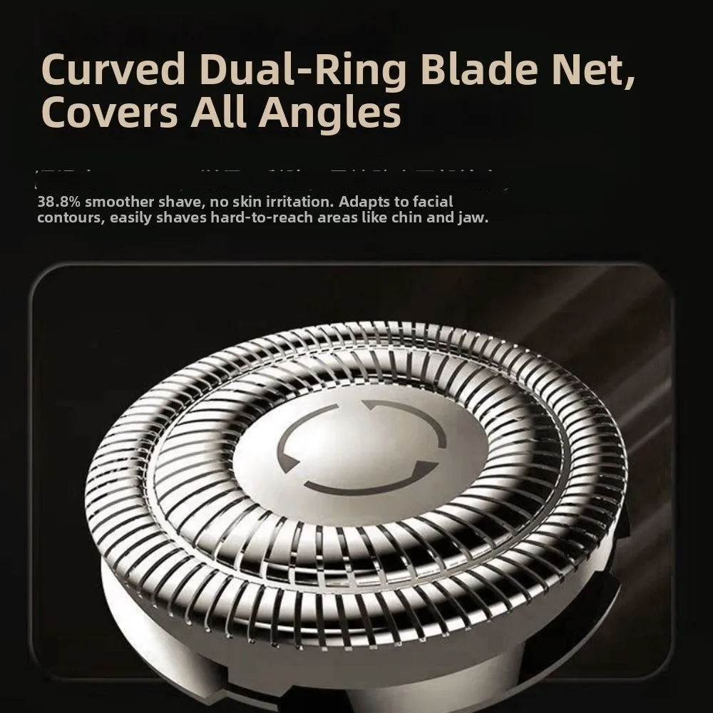 

Мини-электробритва 2-в-1 с цифровым дисплеем, водонепроницаемая, портативная, роторная, с двойной головкой, зеркалом и умным триммером для носа