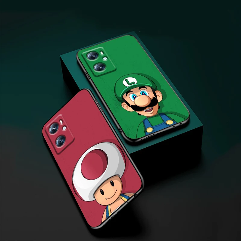 M-Marios Cartoon Cute Anime For OPPO Find X6 X5 X3 A54S A5 A94 A16 A53S A57 A74 A72 A98 A78 A96 A9 5G Black TPU Phone Case