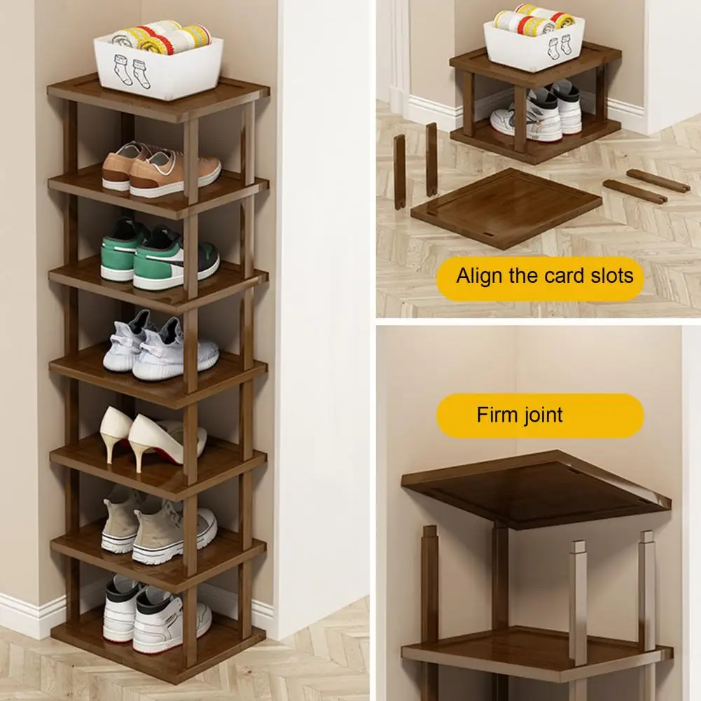 Door Shoe Rack Tall Narrow Shoe Rack Bamboo Entry Shoe Rack with Capacity Stable Structure for Home Dorm or Office 3/5/7 Layers