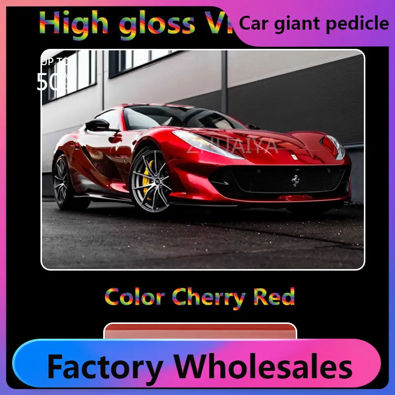 Highest quality super gloss Cherry Red vinyl wrap for Vehicle wrap quality Warranty ZHUAIYA