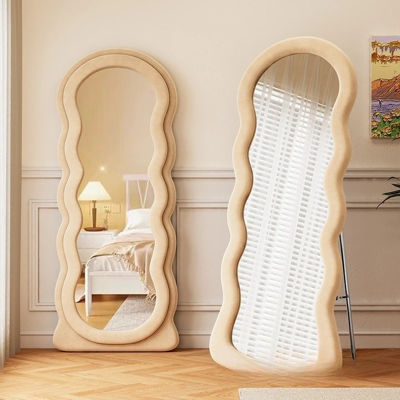 Double-layer wavy flannel full-body full-length mirror, single large floor-to-ceiling mirror mirror view 4