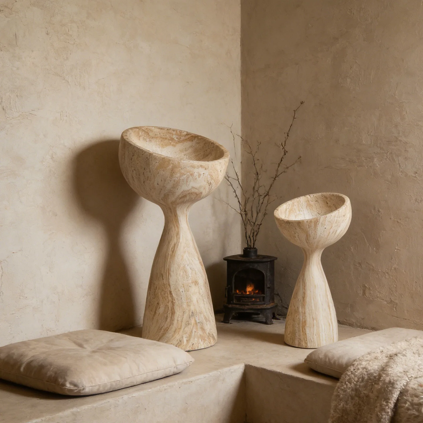 Wabi Sand Wind Imitation Travertine Texture Flower Pot Living Room Home Decorative Art Ornament Balcony Creative