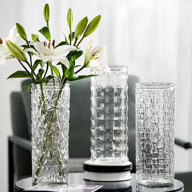 Nordic Creative Extra Large Glass Vase Simple Water Nourishment Bamboo Rose Lily Home Living Room Flower Arrangement Decoration