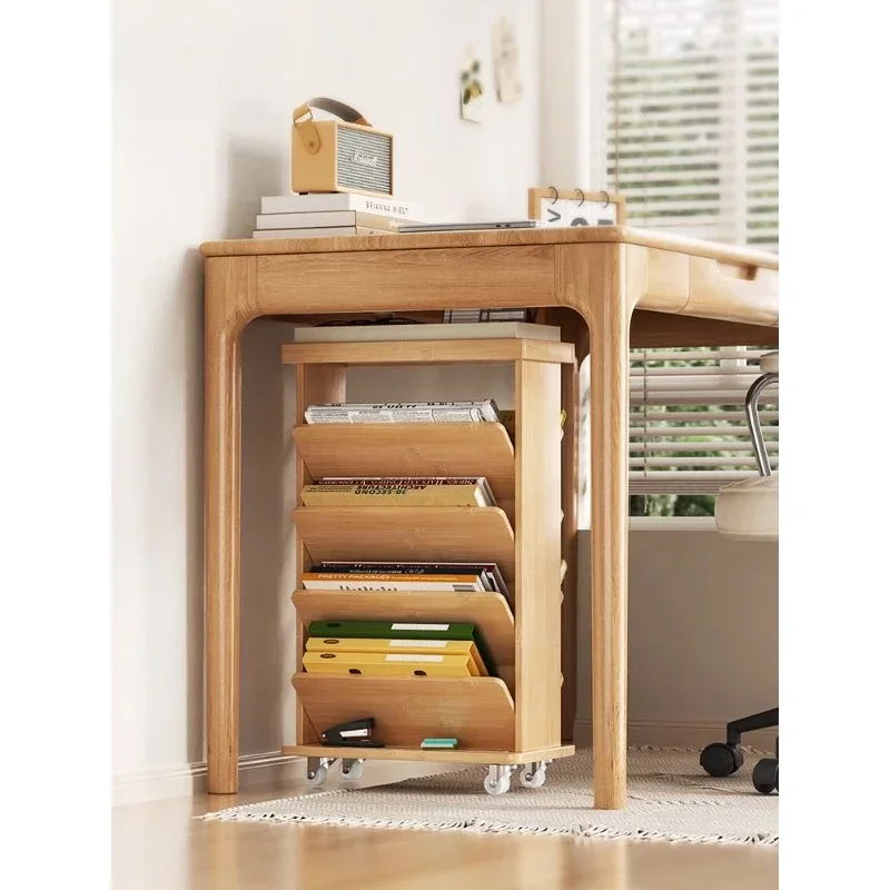 

Movable bookshelf under the table Floor storage shelf Household solid wood children's bookcase Small bookshelf next to the desk