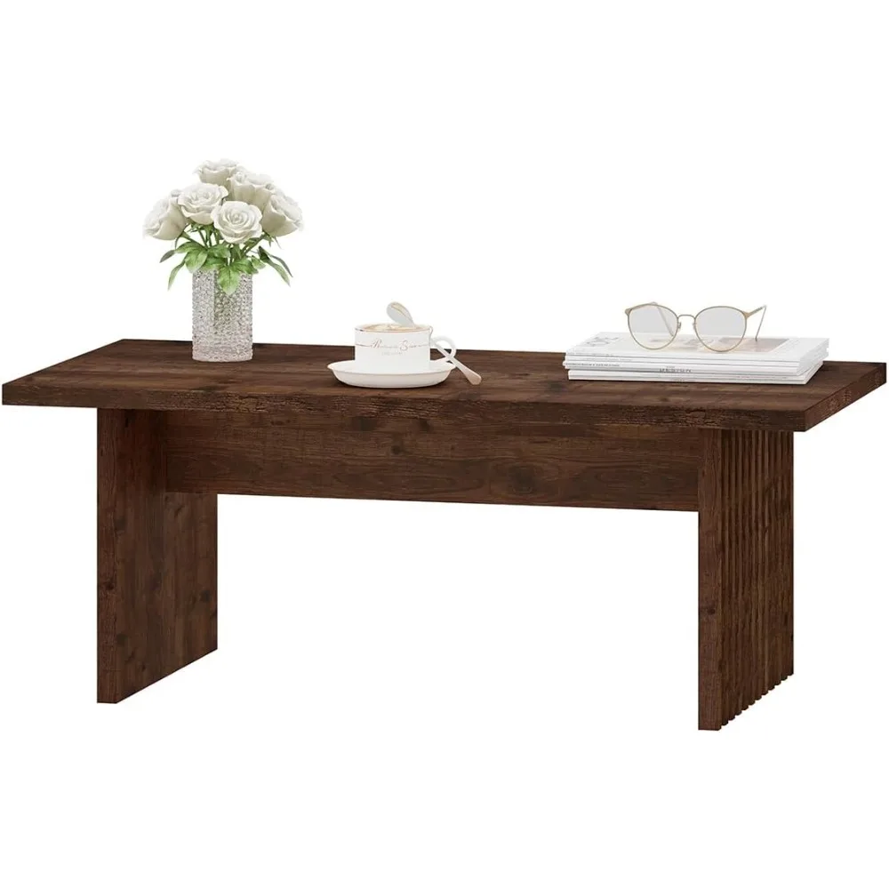 

Coffee Table for Living Room, Farmhouse Wood Center Table, Rectangle Mid-Century Living Room Tables (Rustic Oak, 43Inch)
